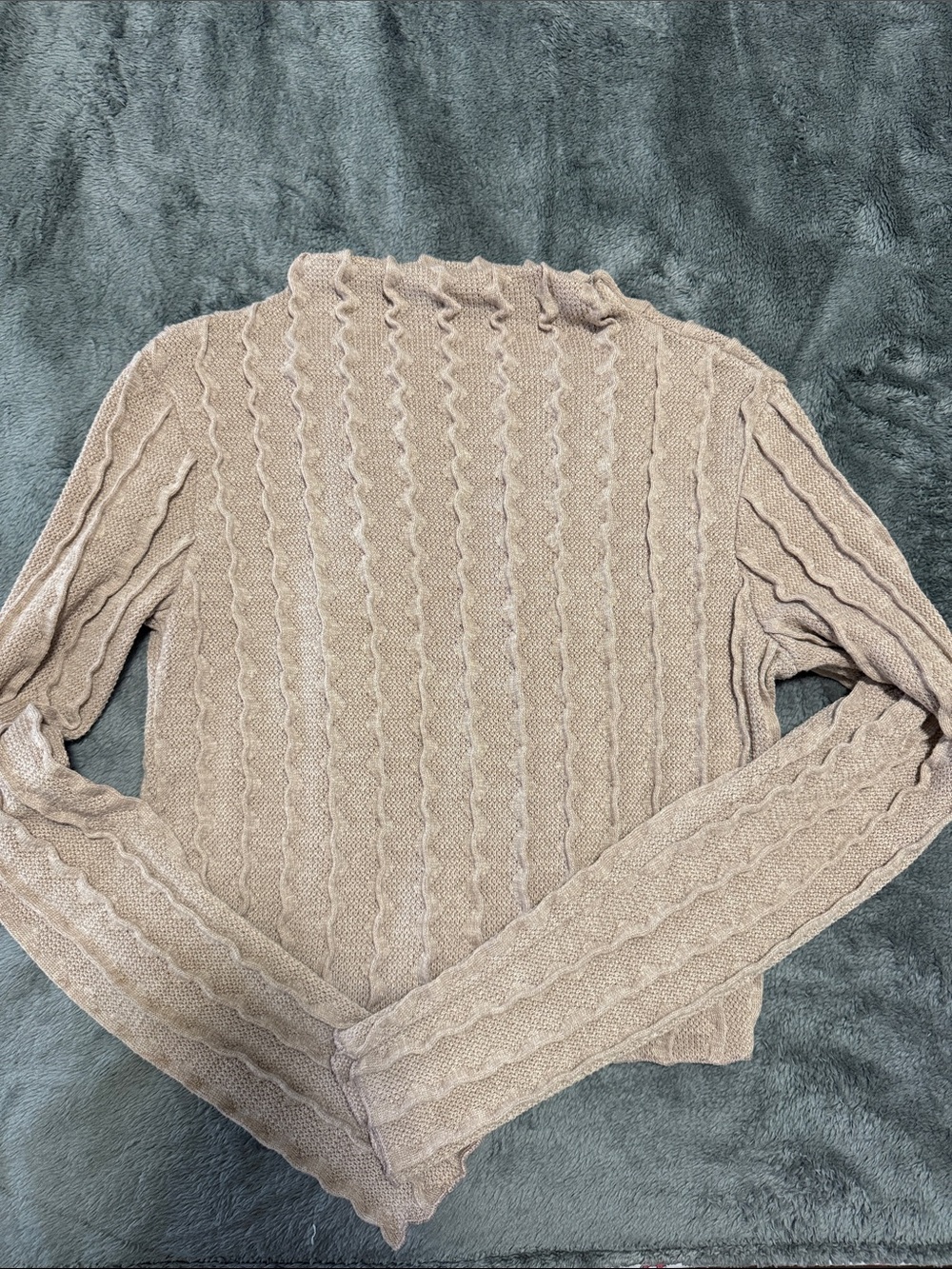 Zara Beige Cable Knit Turtleneck Sweater